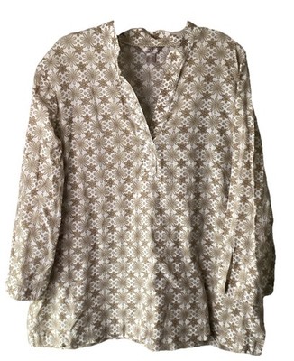 White Stag Women s 2x Daisy Pullover Blouse 100%cotton 3/4 Sleeve