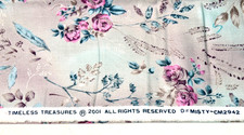3/4 Yard Vtg 2001 Cotton Fabric Timeless Treasures Misty CM-2942 Floral