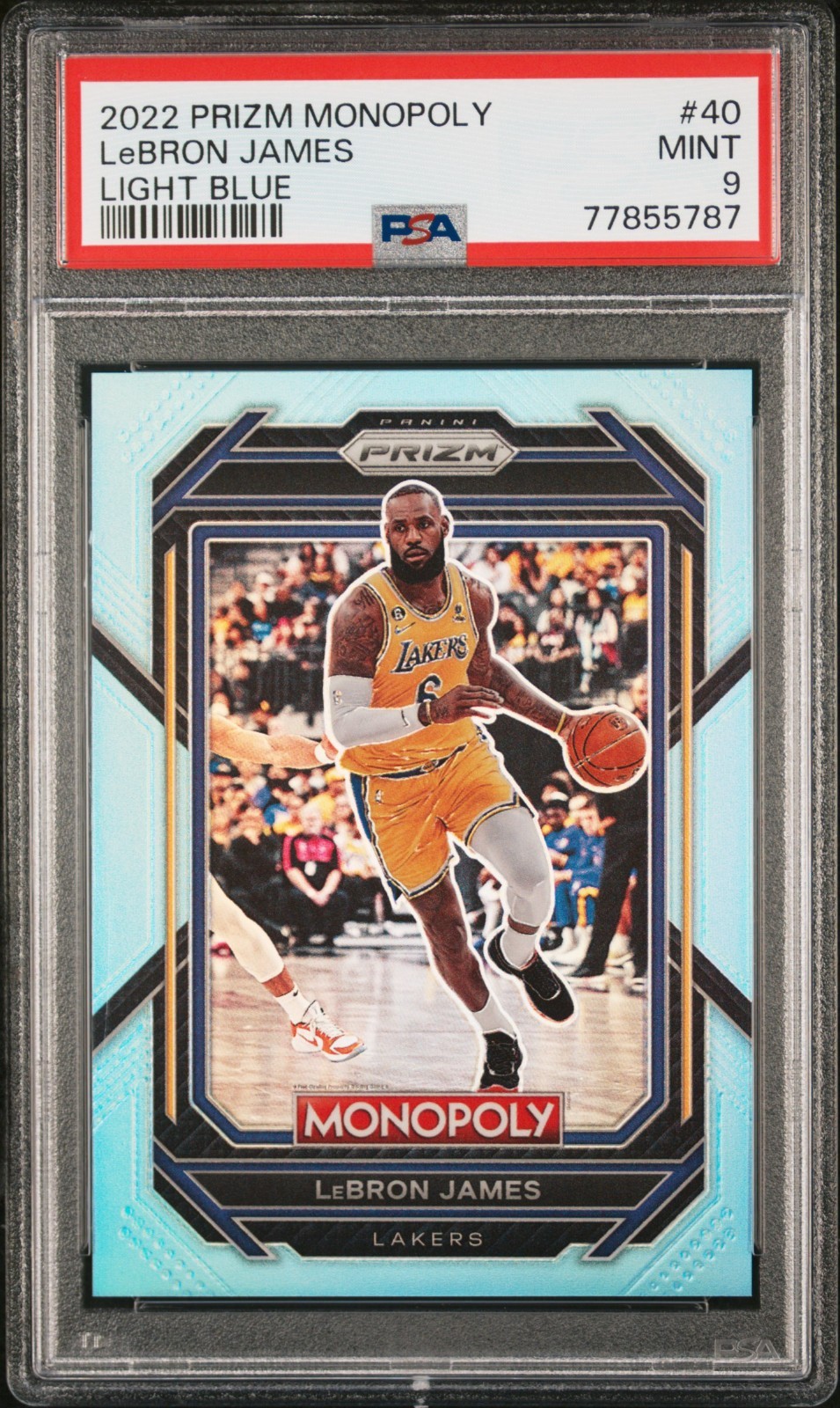 2022-23 Prizm Monopoly #40 LeBron James Light Blue Prizm /199 PSA 9 MINT