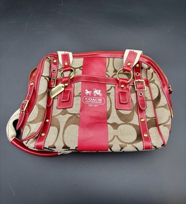 Vintage Faux Coach Hamptons Signature Carryall Tote Bag Red