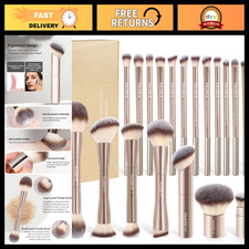 20 Pcs Double-End Makeup Brushes Set with Gift Box for Liquid  Powder Blending