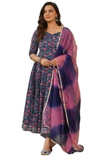 GoSriKi Cotton Blend Womens Kurta With Pant & Dupatta