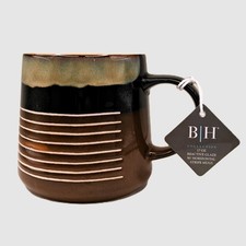 NEW Blue Harbor 17oz Reactive Glaze Mug NWT Horizontal Stripes 4" Tall
