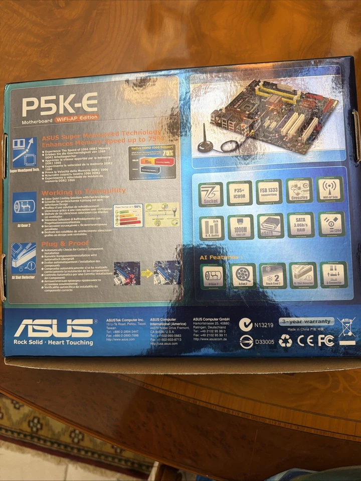 Placa madre ASUS P5K-E/WIFI-AP Intel P35 DDR2 LGA 775 ATX probada funciona muy bien Foto 3 de 4