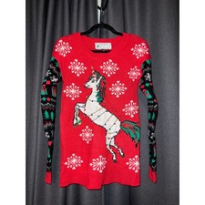 Ugly Christmas Sweater Xmas Size Medium Unicorn