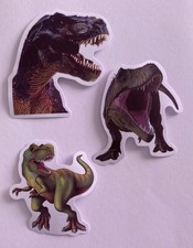 Set of 3 Dinosaur Glossy Stickers  Jurassic Park Junk Journal Supplies