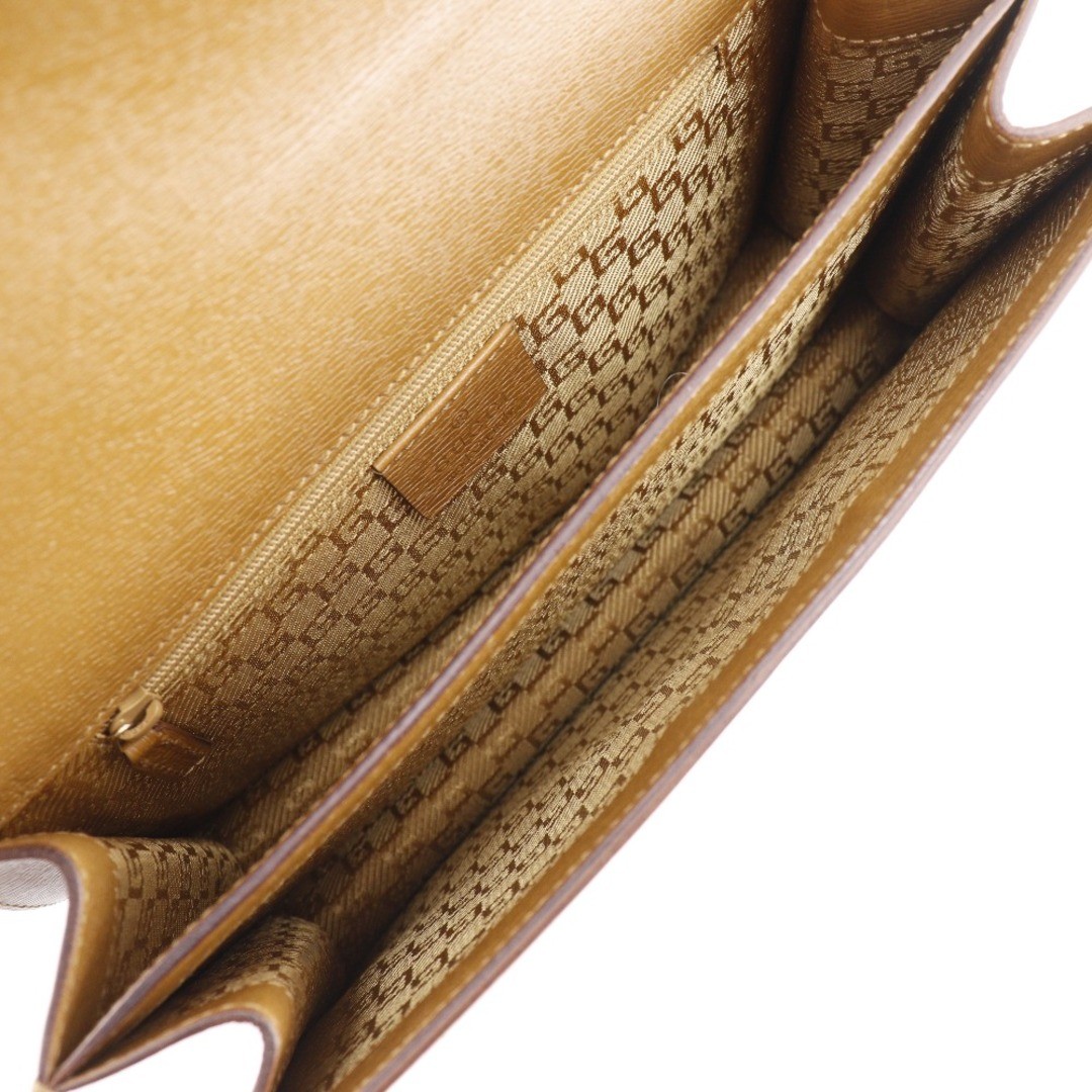 Gucci G Buckle Calf Brown Shoulder Bag Women Used 17cm thumbnail 5