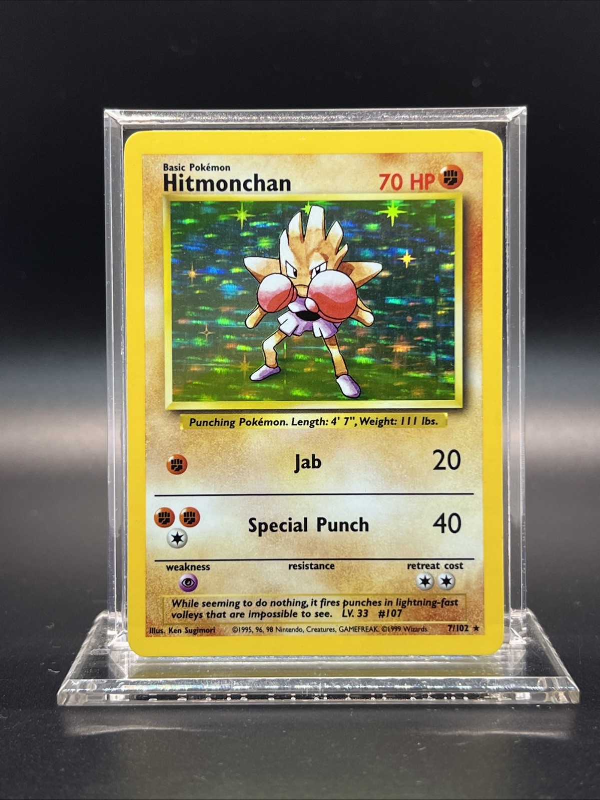Hitmonchan 007/102 – Base Set – Holo Rare – Light Play (D) - Pokemon