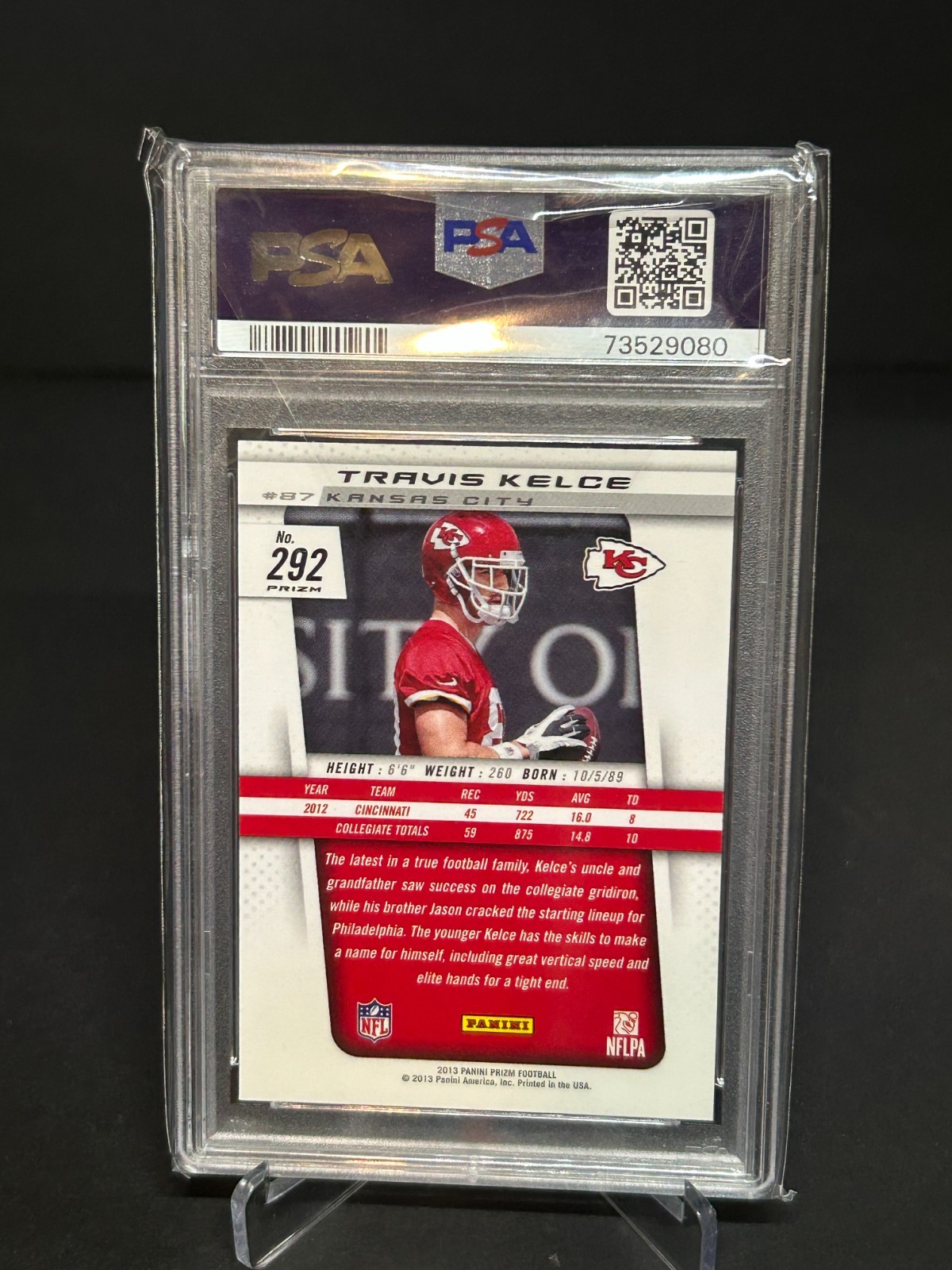 2013 Panini Prizm Travis Kelce Blue Prizm RC view 2