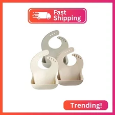 PandaEar Silicone Baby Bib for Girls Boys| Adjustable Waterproof Eating Bibs| BP