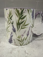 LAVENDER Floral Purple Flowers BELLA 10 Strawberry Street 16oz Mug Gift Tag NEW