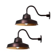 14 Inch Outdoor Gooseneck Barn Light Fixture with 14 in. Long Extension Arm, ...