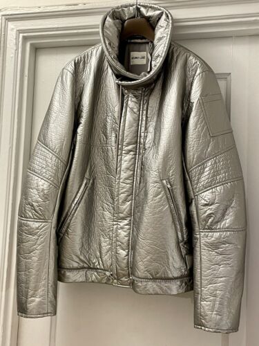 HELMUT LANG, ASTRO MOTO SILVER METALLIC JACKET,  S