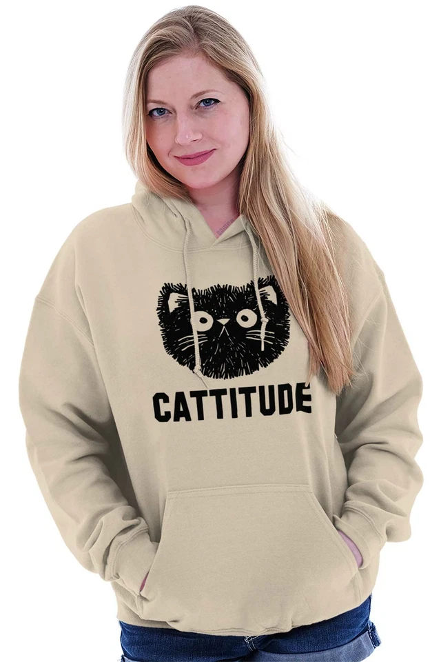 Cattitude Cat Portrait Cat Mom Mama Gym Gift Womens Hooded Sweatshirts Hoodies - Image 3 of 4