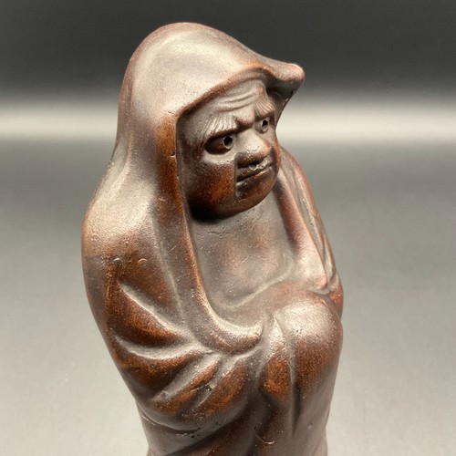 Vintage Japanese Bizen Ware Yaki Okimono Statue "Bodhidharma Daruma" - Picture 8 of 12