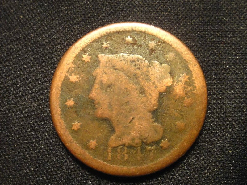 1847 LARGE CENT TUFF DATE