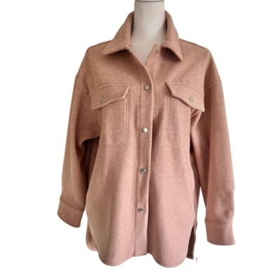Zara Soft Over Shirt Shacket Pink Medium UK
