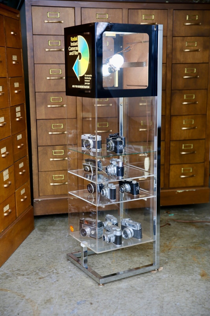 Kodak Camera Store Display Case Vintage Film Cabinet Light up Box
