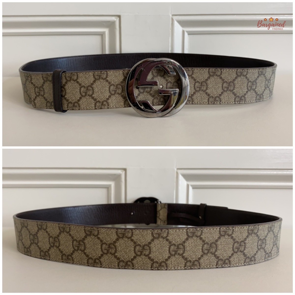 Gucci GG Supreme Canvas Leather Double G Interlocking Belt Size 38 cm - 95 in GUCCI Interlocking G Buckle GG Supreme Canvas Belt Black 411924 main image 3