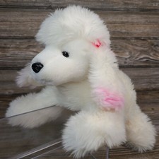 VTG Toys R Us Animal Alley Plush White French Poodle Puppy Pink Bow 11" 2000