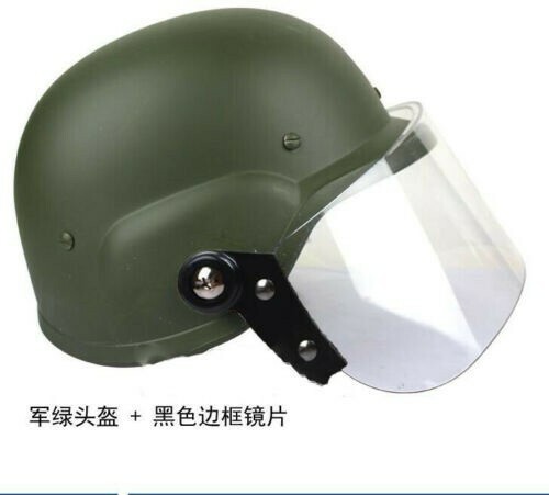 Tactical ABS Full Head Anti Riot Helmet + Anti Riot Transparent Face Guard Mask - Picture 16 of 17