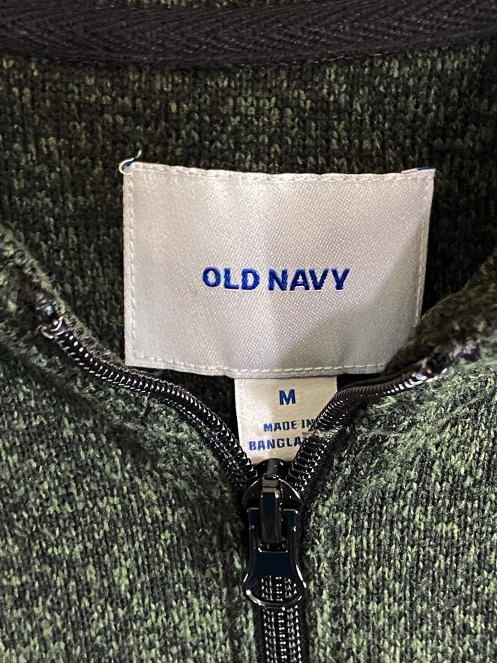 NWT Old Navy Heather Gray Green Fleece Zip LONG SLEEVE SWEATER PULL OVER SHIRT M - Image 3 of 4