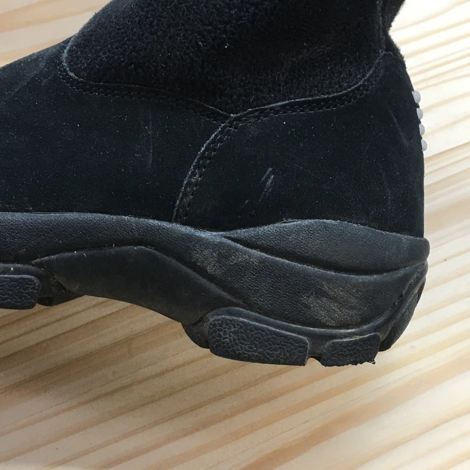 Botas Lands End femininas 6 B Marinac panturrilha média inverno neve 93160 camurça preta zíper - Imagem 3 de 4