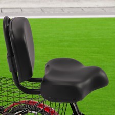 Black Wide Comfort Bicycle Seat with Backrest for Enhanced Support