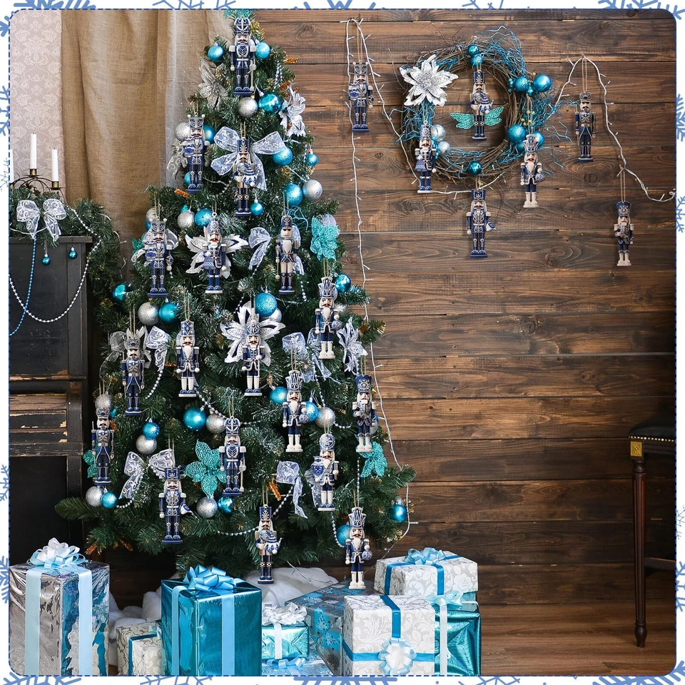 36 Pcs Christmas Nutcracker Ornaments Blue and White Porcelain Christmas - Image 2 of 4