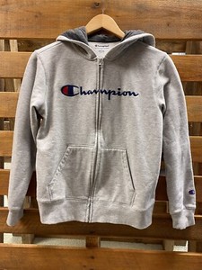 Champion Size Large Kids Sweatshirt Full Zip Hoodie Jacket Logo Grey