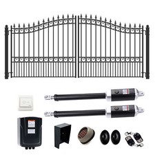 ALEKO London Style Dual Swing Steel Driveway Gate 18' with Gate Opener