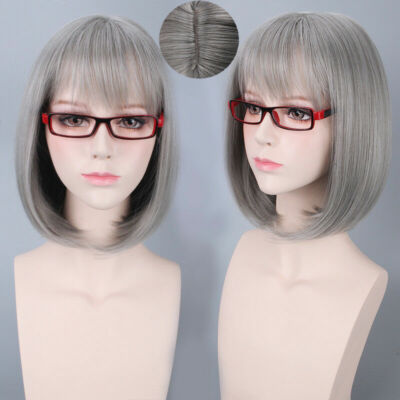 Short BOB Gray Fluffy Cosplay Costume Anime Party Hair Wig Heat