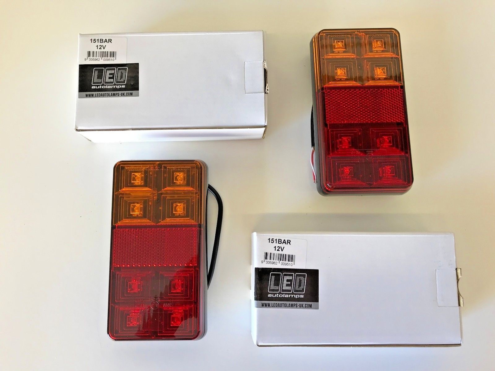 2 LED AUTOLAMPS 151BAR 12V Square Rear Combination Lamp Light Trailer Horsebox