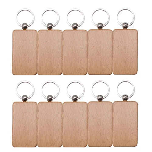 US Stock CALCA 20 Pcs Rectangle Blank Wood Keychain Diy Key Tags Personalized