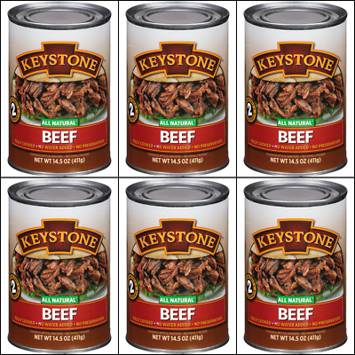 6 Canned  USA Made Keystone Meats Natural Beef 14.5oz Camping Food Exp 2031