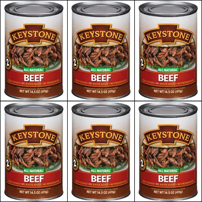 6 Canned 🇺🇸USA Made Keystone Meats Natural Beef 14.5oz Camping Food Exp 8/2029