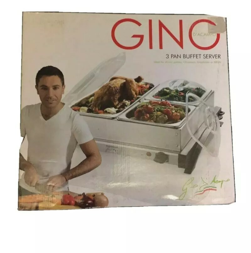 GINO D'ACAMPO 3 PAN BUFFET SERVER Hostess Weihnachtsfeier Kochplatte