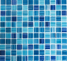 Mosaico IN Vetro Piastrelle Strichoptik Azzurro Blu Scuro WB64-0409 I 1 Opaco