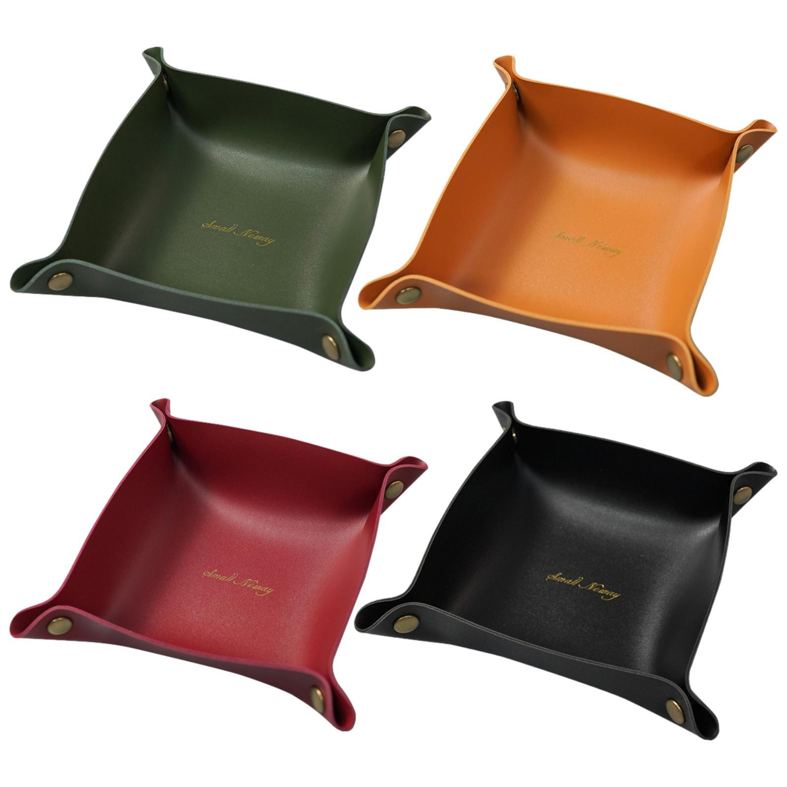 Collapsible PU Leather Valet Tray for Keys Jewelry Watch Organizer  