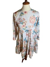 Zara Cream And Floral Babydoll Dress. Size XS