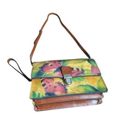 PATRICIA NASH LANZA WATERCOLOR BUTTERFLY-LEATHER CROSSBODY BAG NEW  AUTHENTIC