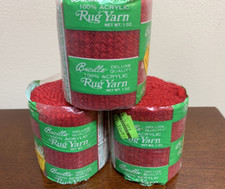 New Lot of 3 Bucilla Latch Hook Rug Yarn 100 Acrylic Color Red 238 Same Dye