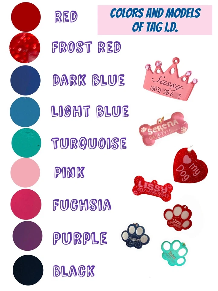 CUSTOM ENGRAVED PERSONALIZED PET TAG ID DOG CAT NAME TAGS Puppy Material Acrylic - Image 2 of 4