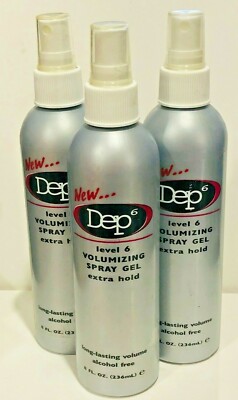 DEP SPRAY GEL VOLUMIZING  EXTRA HOLD ALCOHOL FREE 8 OZ 3 BOTTLES DISCONTINUED