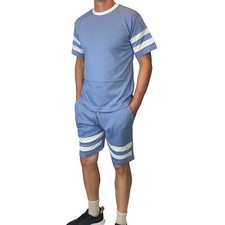 Mens T Shirt Shorts Tracksuit Set Blue Small RRP  50 Boohoo Man Summer Set
