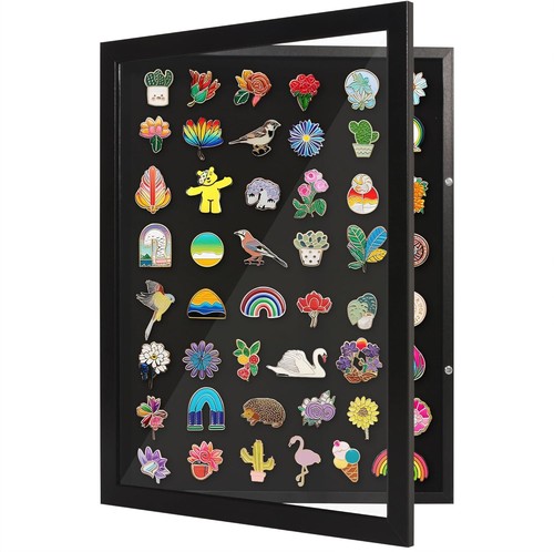 Elegant 14x18 Pin Display Case for Enamel Pins & Jewelry - Black Frame - Picture 3 of 10