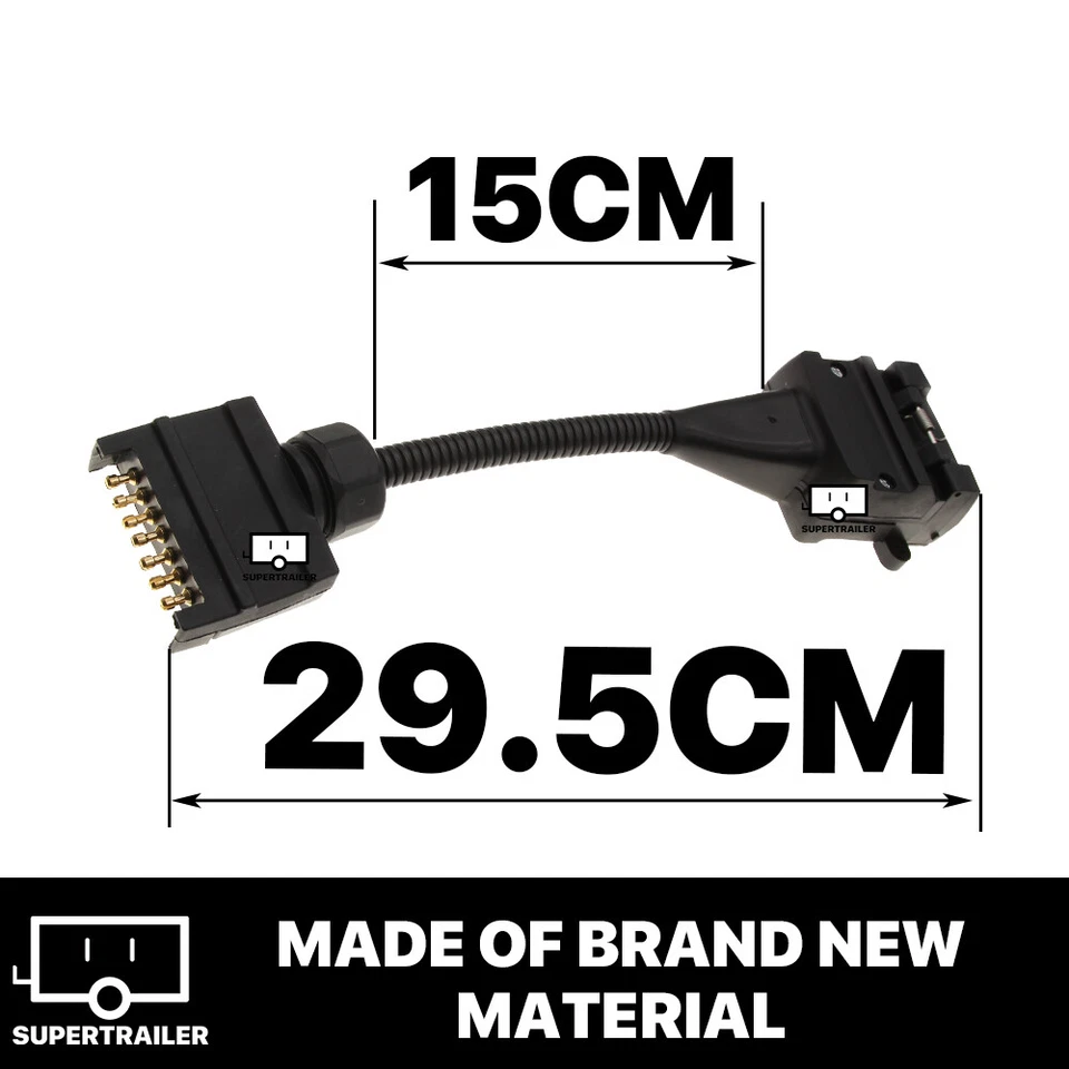 12 Pin Female Socket to 7 Pin Flat Male Plug Trailer Adaptor Caravan Connector - image 2 of 4