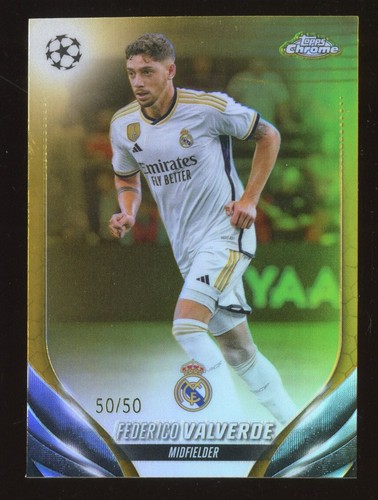 Federico Valverde 2023 Topps Chrome UEFA Soccer Gold Refractor /50 #99