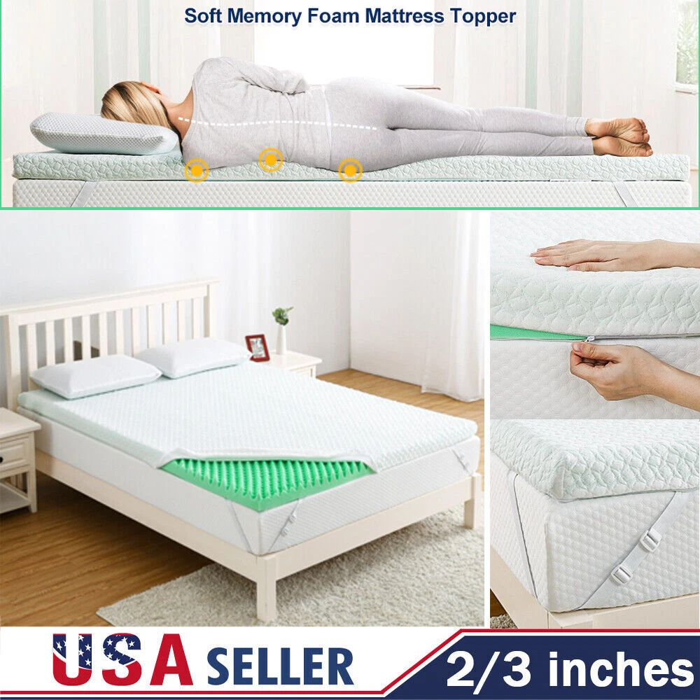 Short Queen Mattress Topper (RV Queen), Homhougo Inch Green