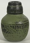 Charles Smith Pottery small green carved surface vase from Mobile Alabama